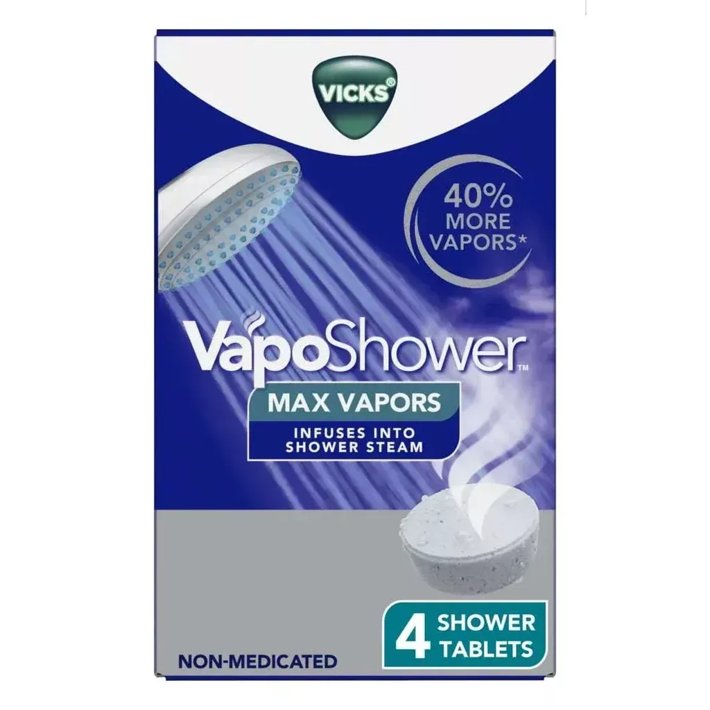 Vicks VapoShower Max Non-Medicated Eucalyptus Shower Steamer Tablets, Menthol, Aromatherapy, 4 Count