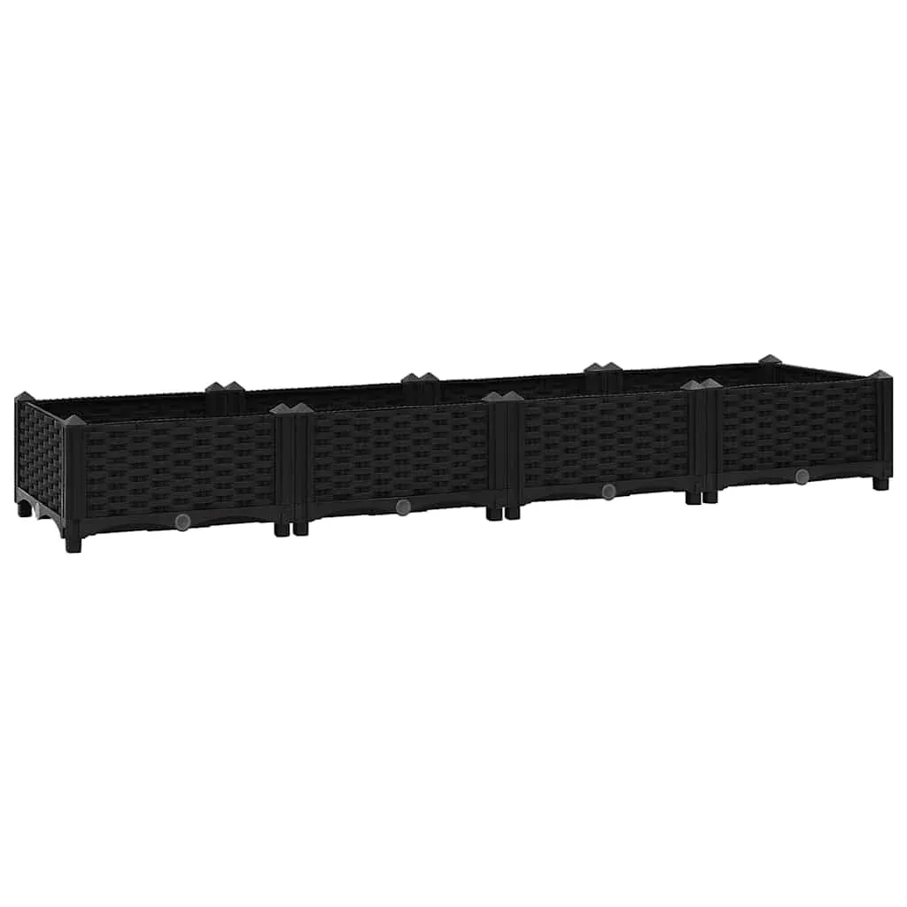 vidaXL Black Polypropylene Raised Bed Garden Planter 63" - Outdoor Rectangular Flower Box Pot for Patio, Deck, Backyard