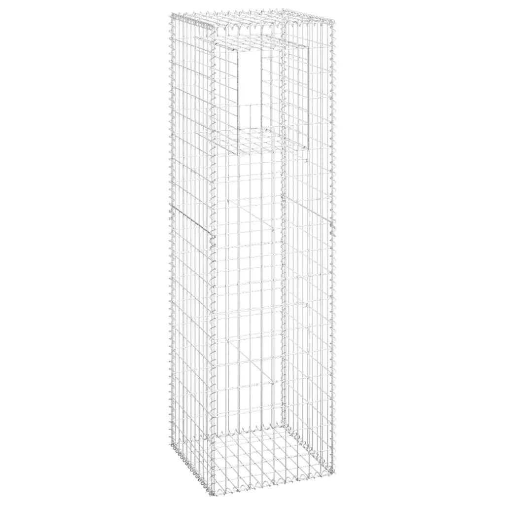vidaXL - Gabion Basket Posts 2 Pcs in Iron - -Proof, Quick Assembly, Stable Garden and Patio Outdoor Decorative Elements - Silver 19.7"x19.7"x70.9"