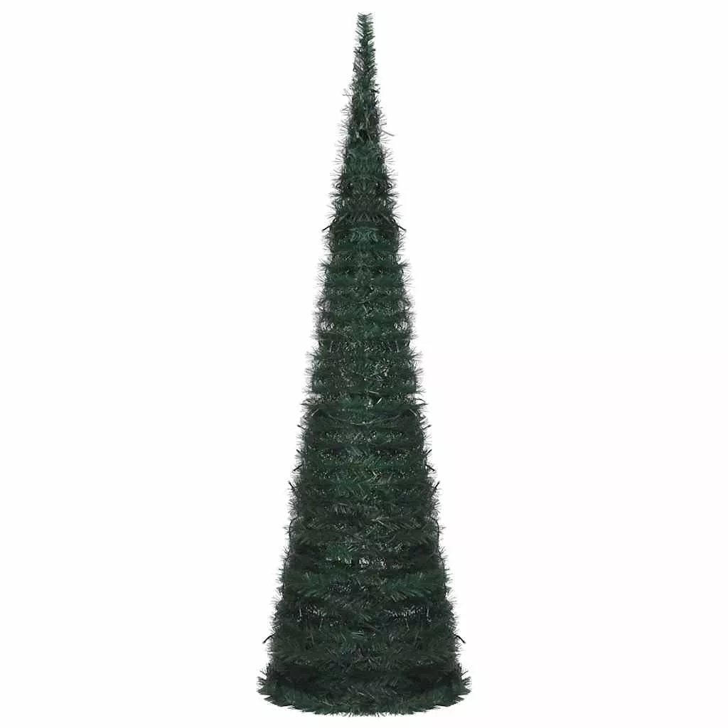 vidaXL Pop-Up String Artificial Christmas Tree with LED Lights, 5ft Durable Green PVC, Easy-Setup & Reusable Holiday Decor, Ideal for Indoor/Outdoor Use