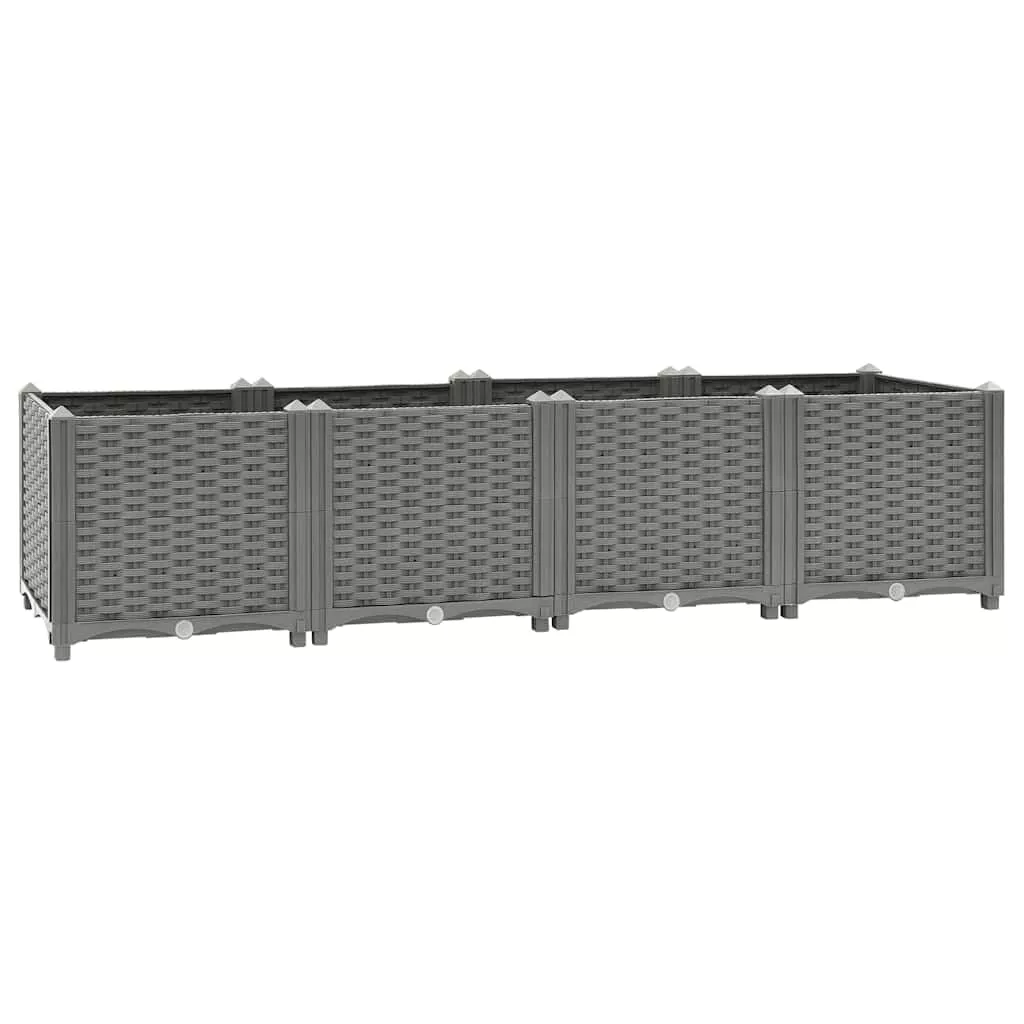 vidaXL Raised Bed Planter - Light Gray Polypropylene - 63"x15.7"x15" Rectangular Flower/Herb/Garden Box Outdoor/Patio/Balcony