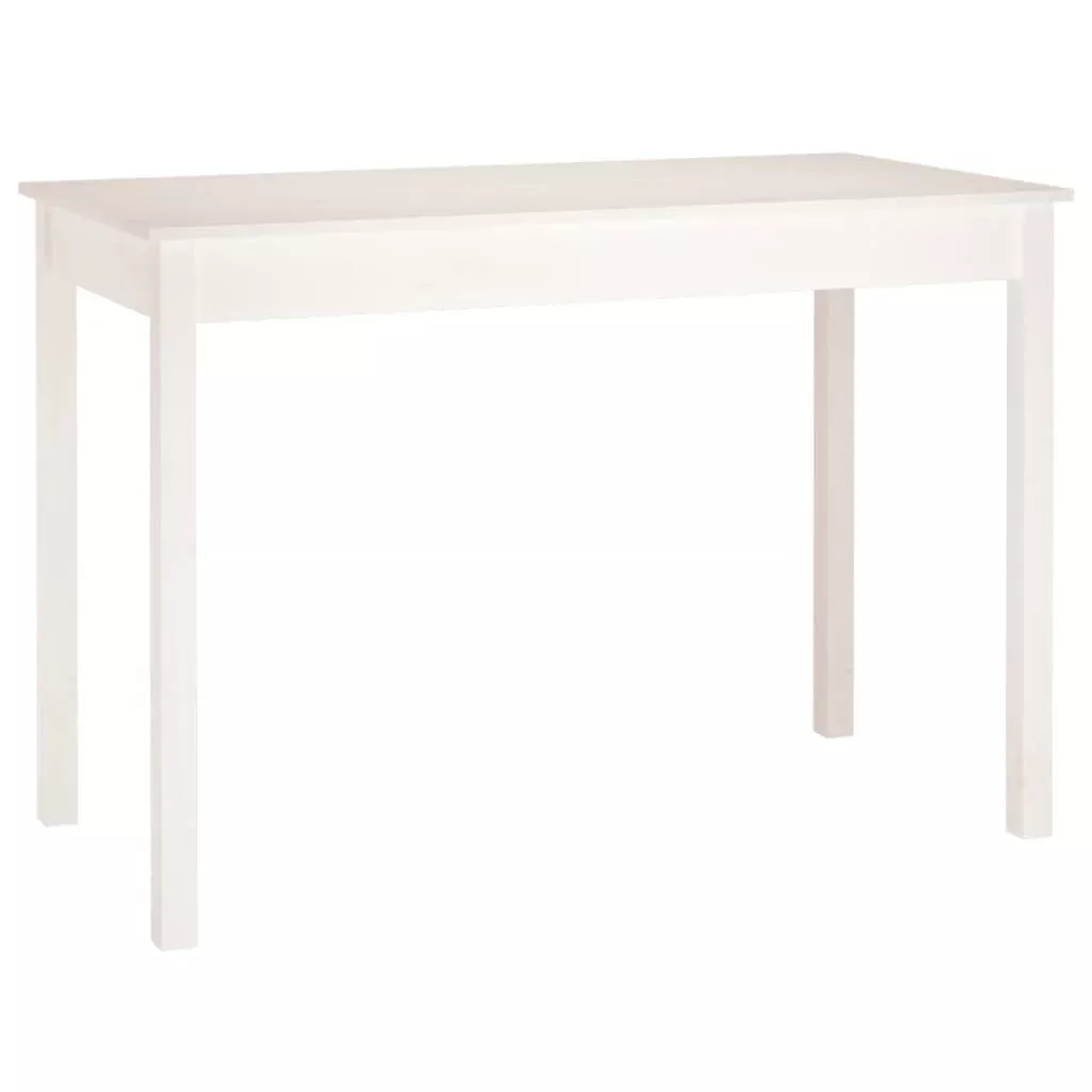 vidaXL Rectangular White Dining Table - Solid Pine Wood - 43.3" Cozy Eating & Casual Spaces - Countertable, Restaurant, Kitchen Versatile Use