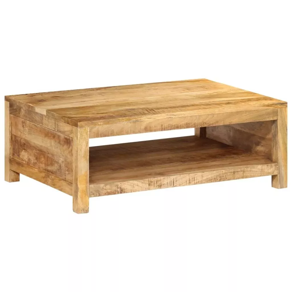 vidaXL Solid Mango Wood Coffee Table - Accent Storage Side Table for Living Room, Bedroom, Lounge - Brown Natural Finish, Rectangular Design