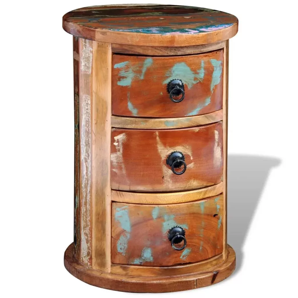 vidaXL Solid Reclaimed Wood Storage Cabinet 3 Drawer Handmade Rustic Retro