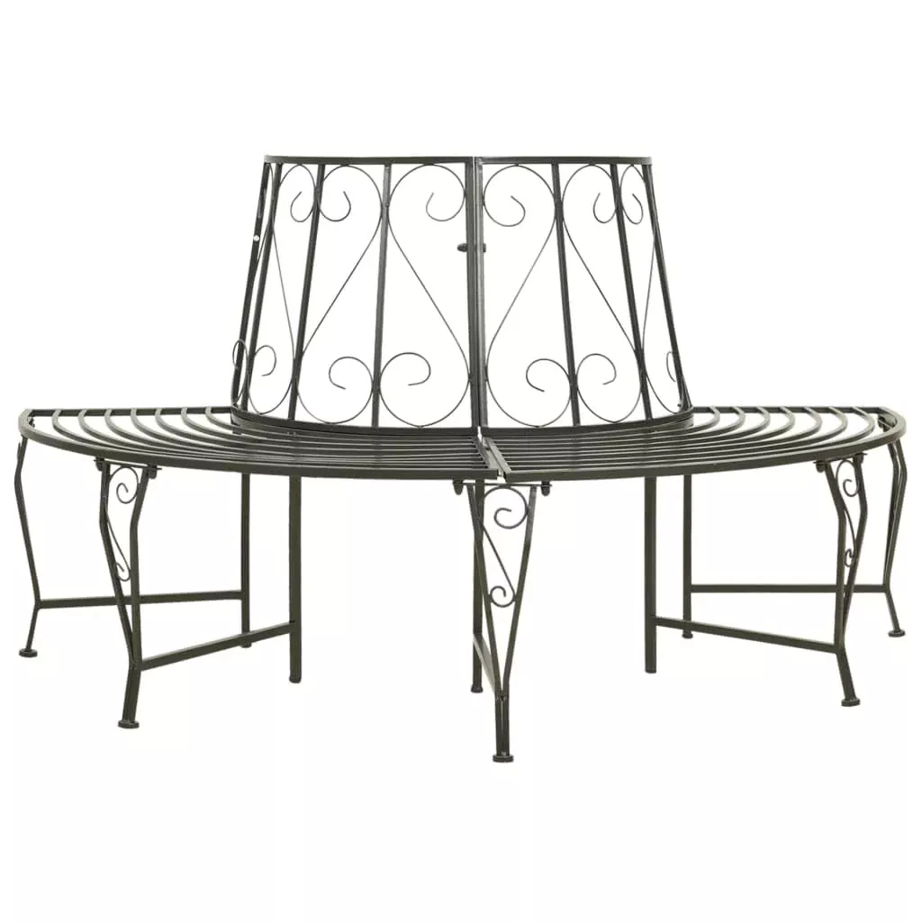 vidaXL Unique Half Round Tree Bench - Durable Steel Construction - High Load Capacity - Perfect for Patio Use