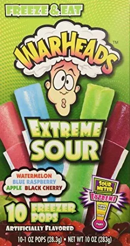 Warheads Watermelon; Blue Raspberry; Apple; And Black Cherry Freezer Pops