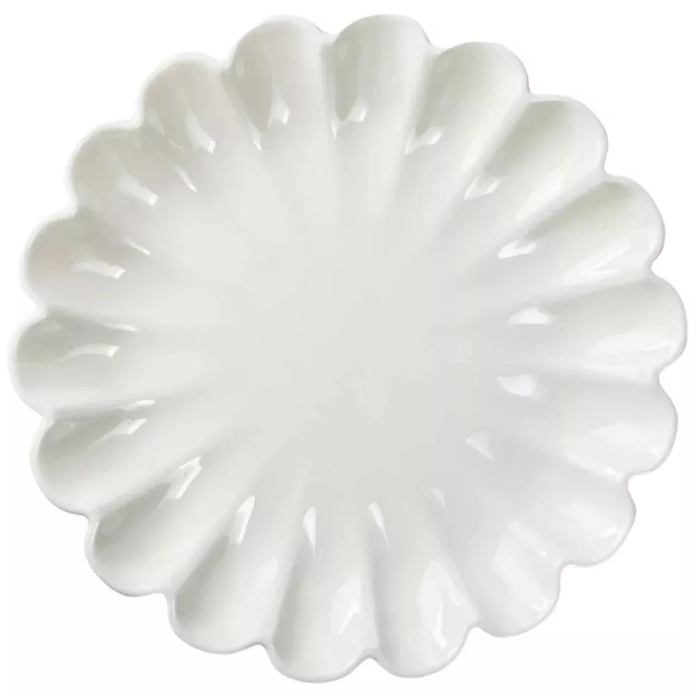 White Earthenware Scalloped Blossom Plate - 10.75"