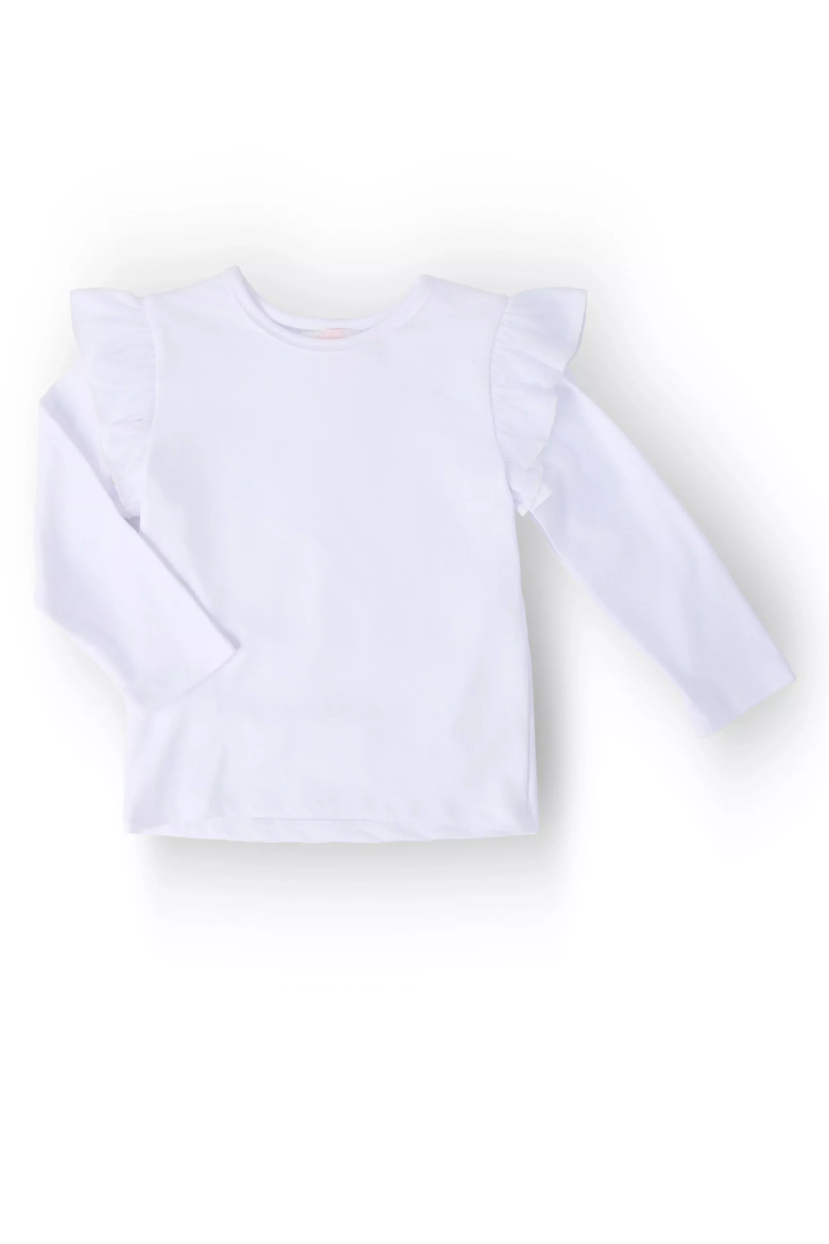 White L /S Ruffle Tee