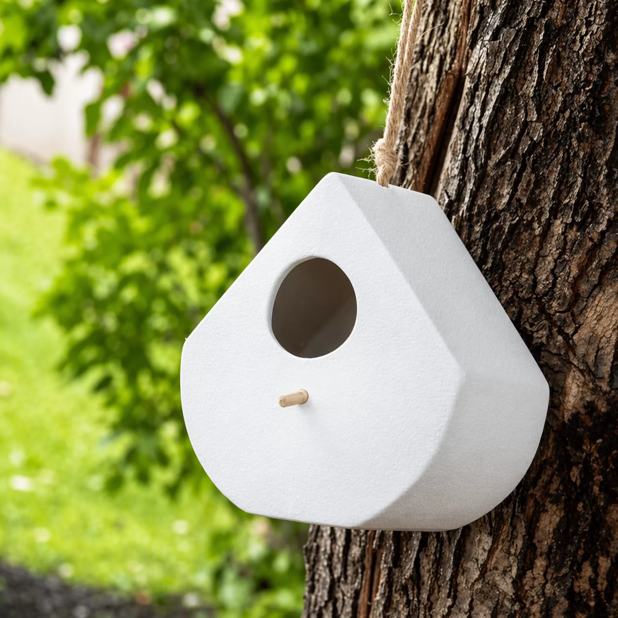 White Teardrop Birdhouse