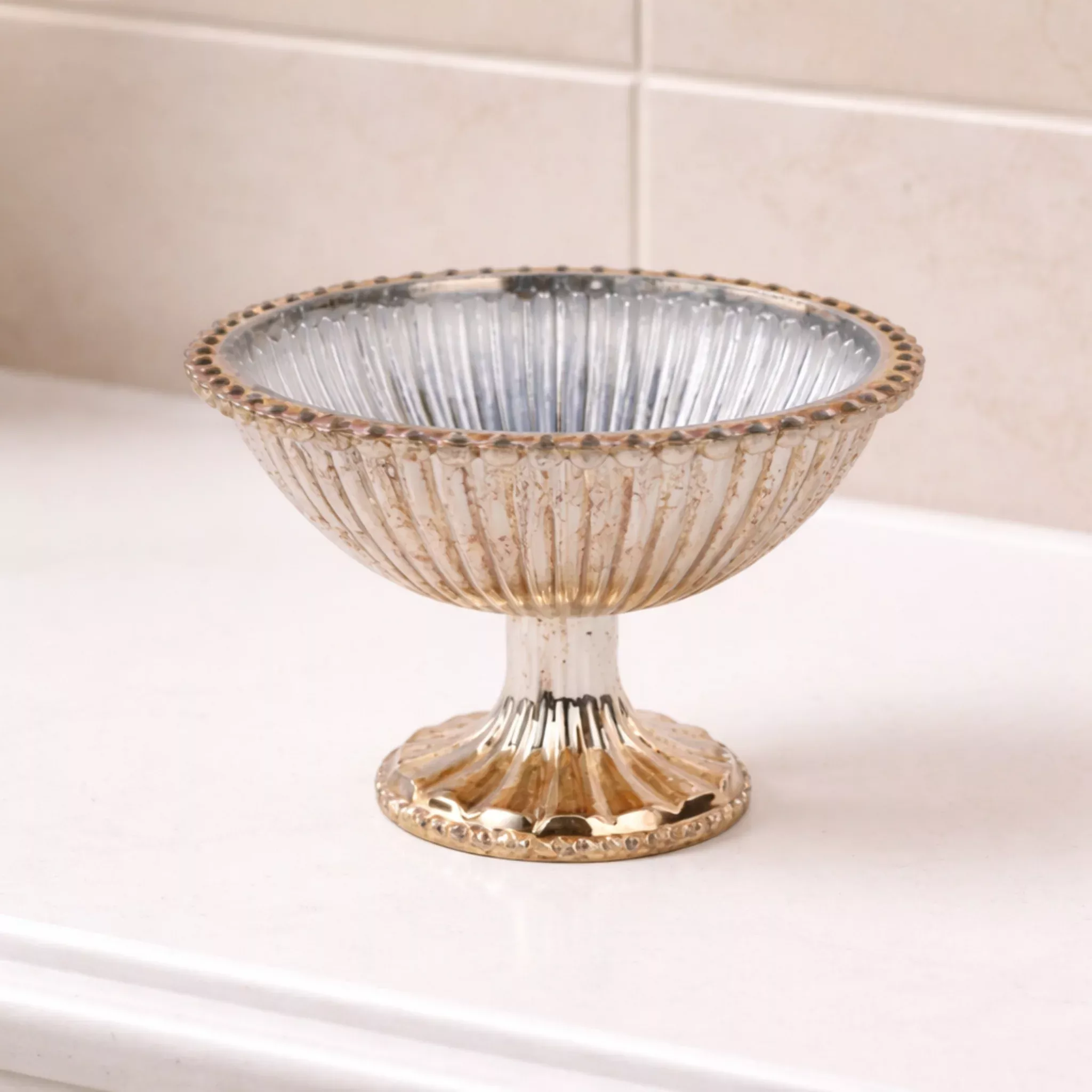 Wide Fluted Glass Compote