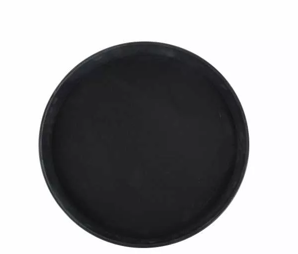 Winco Easy Hold Tray Round Black 1/4"